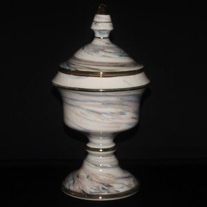 Anapale Lidded Vase | 24K Gold Trim | Hand Made Vintage Greek Urn